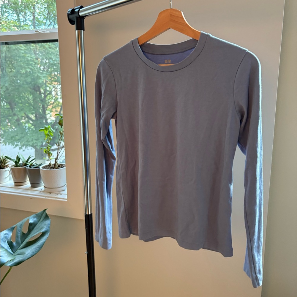 Uniqlo Long Sleeve Tee - Light Blue